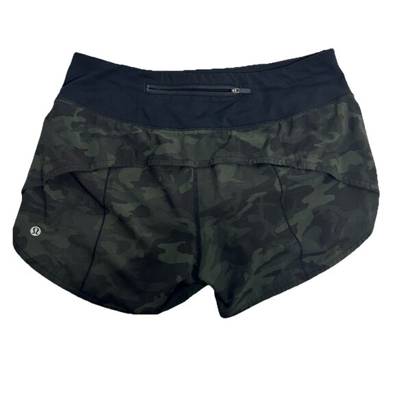 Lululemon Speed Up Shorts 4-Way Stretch  Sz 8 Camo Green Black 2.5" Inseam - Picture 7 of 11